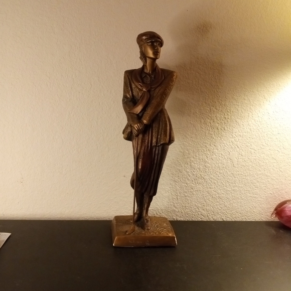 EXQUISITE Signed 1990 Austin Sculpture 16" Copper Finish Golfer Statue. - Picture 10 of 10